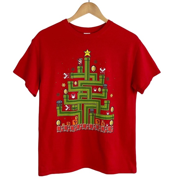 Gildan Tops Vintage Super Mario Christmas Tshirt Poshmark